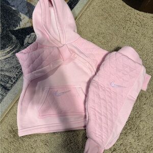 Nike Pink Quilted Kids Hoodie and Joggers Set